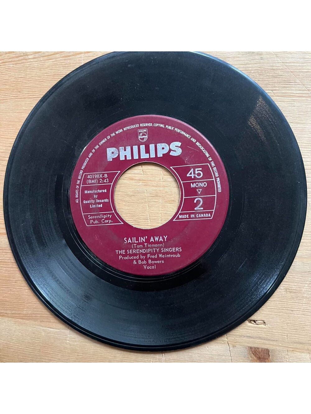 The Serendipity Singers - Sailin' Away/Beans in my Ears 45rpm VG+ R18